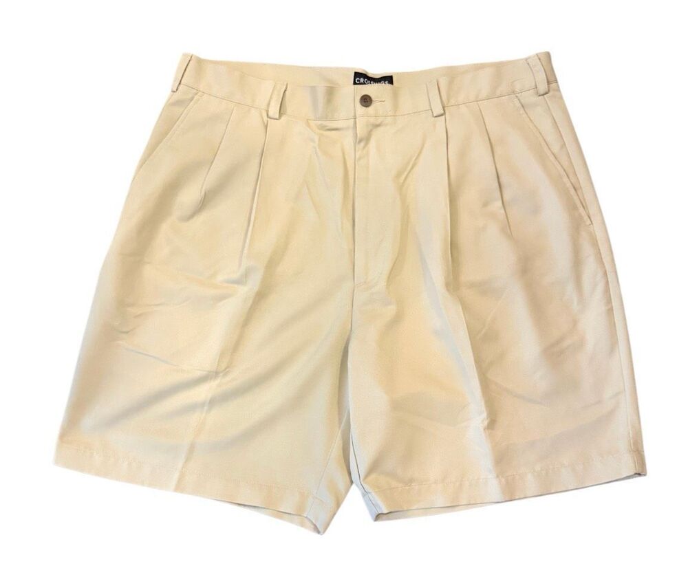 Crossings Men’s Pleated Chino Shorts Sz. 38 Khaki Weekend Preppy Y2K